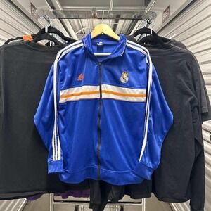 Vintage 2000's Blue and Orange Real Madrid Adidas Striped Track Jacket